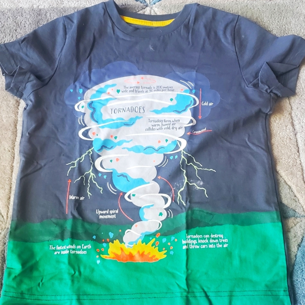 Mini Boden 7-8 year Tornado Printed T-shirt